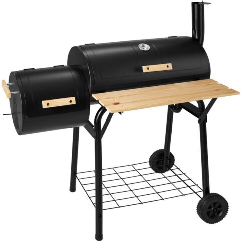 tectake Multifuncties Grill BBQ Barbecue Smoker met deksel Barbecues Zwart Metaal