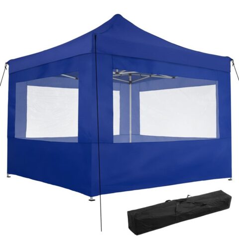 tectake Opvrouwbare paviljoen Olivia 3x3m met 4 zijdelen Zonwering Blauw Aluminium