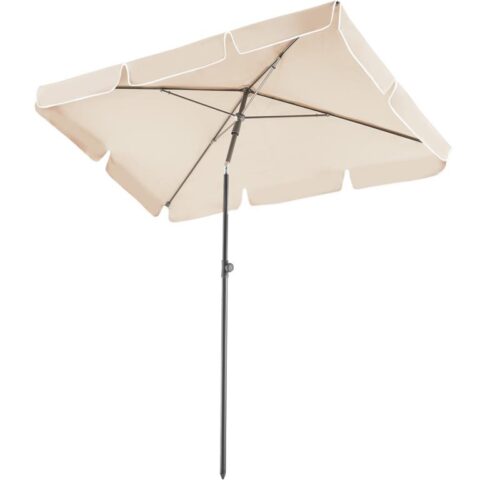 tectake Parasol Vanessa 200x125 in hoogte verstelbaar en Zonwering Beige Aluminium