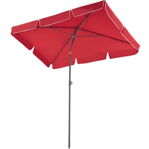 tectake Parasol Vanessa 200x125 in hoogte verstelbaar en Zonwering Rood Aluminium