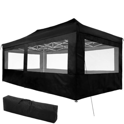 tectake Partytent Viola 3x6 m met 4 zijdelen Zonwering Zwart Aluminium