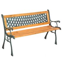 tectake Tuinbank Tamara 2-zitter van hout en gietijzer 128x51x73cm Tuinmeubelen Bruin Hout