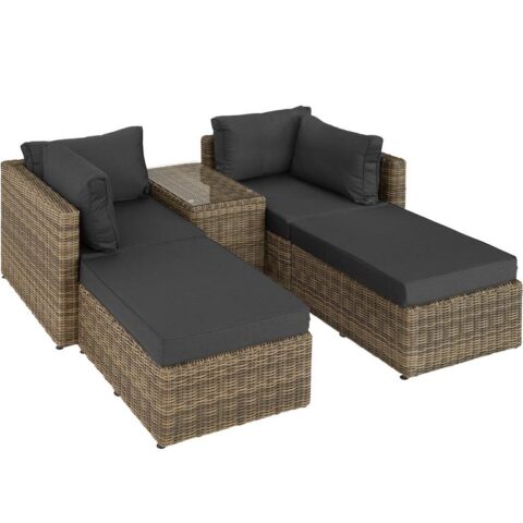 tectake Wicker loungeset San Domino Tuinmeubelen Bruin Aluminium