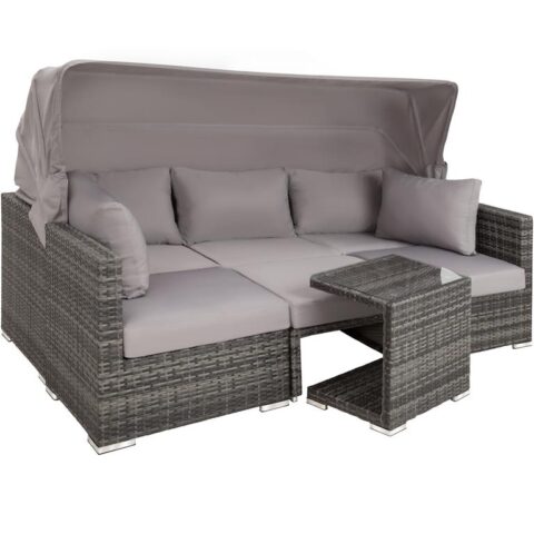 tectake Wicker loungeset San Marino Tuinmeubelen Grijs Aluminium