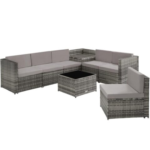 tectake Wicker loungeset Verona Tuinmeubelen Grijs Polyester