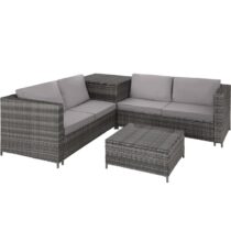 tectake Wicker zitgroep Siena Tuinmeubelen Grijs Polyester