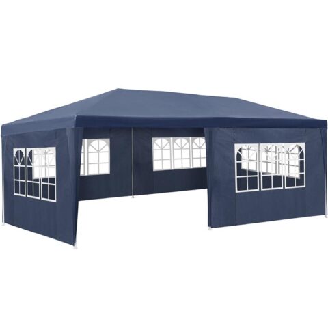 tectake paviljoen 6x3m met 5 zijdelen Zonwering Blauw Polyester