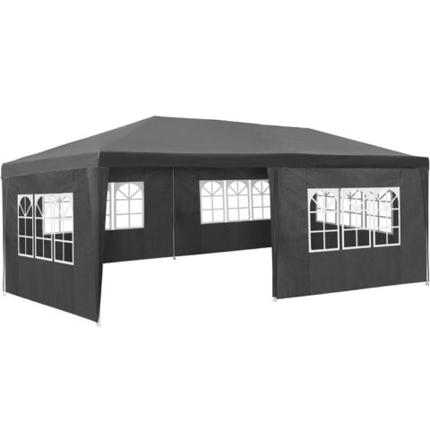 tectake paviljoen 6x3m met 5 zijdelen Zonwering Grijs Polyester