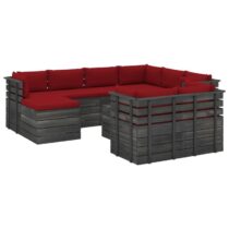 vidaXL 10-delige Loungeset met kussens pallet massief grenenhout Tuinmeubelen Rood Hout