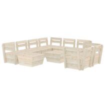 vidaXL 10-delige Loungeset pallet geïmpregneerd vurenhout Tuinmeubelen Beige Hout