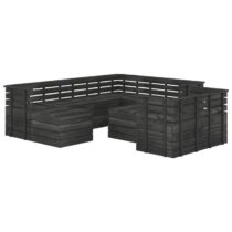 vidaXL 10-delige Loungeset pallet massief grenenhout donkergrijs Tuinmeubelen Grijs Hout