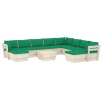 vidaXL 11-delige Loungeset met kussens pallet vurenhout Tuinmeubelen Groen Hout