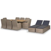 vidaXL 11-delige Tuinset poly rattan bruin Tuinmeubelen Bruin Polyamide