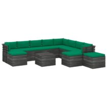 vidaXL 12-delige Loungeset met kussens pallet massief grenenhout Tuinmeubelen Groen Hout