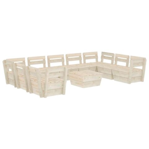 vidaXL 12-delige Loungeset pallet geïmpregneerd vurenhout Tuinmeubelen Beige Hout