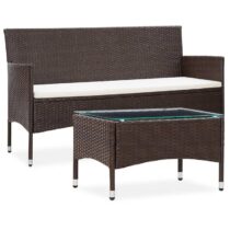 vidaXL 2-delige Loungeset met kussen poly rattan bruin Tuinmeubelen Bruin Polyamide