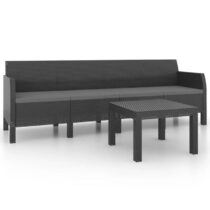 vidaXL 2-delige Loungeset met kussens PP rattan antracietkleurig Tuinmeubelen Antraciet Polypropyleen