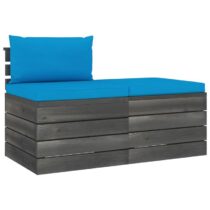 vidaXL 2-delige Loungeset met kussens pallet massief grenenhout Tuinmeubelen Blauw Hout