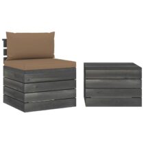 vidaXL 2-delige Loungeset met kussens pallet massief grenenhout Tuinmeubelen Bruin Hout