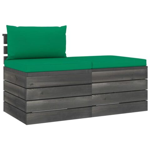 vidaXL 2-delige Loungeset met kussens pallet massief grenenhout Tuinmeubelen Groen Hout