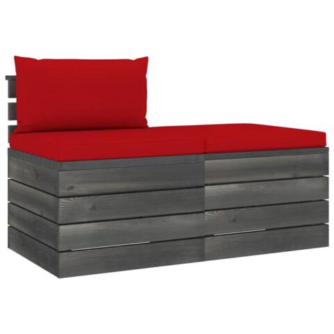 vidaXL 2-delige Loungeset met kussens pallet massief grenenhout Tuinmeubelen Rood Hout