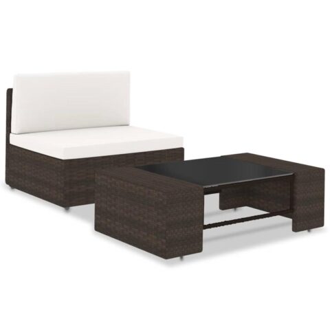 vidaXL 2-delige Loungeset poly rattan bruin Tuinmeubelen Bruin Polyamide