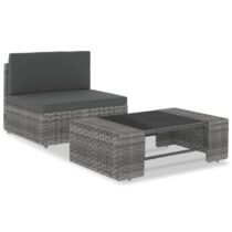 vidaXL 2-delige Loungeset poly rattan grijs Tuinmeubelen Grijs Polyamide