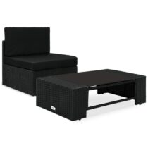 vidaXL 2-delige Loungeset poly rattan zwart Tuinmeubelen Zwart Polyamide