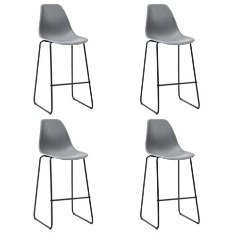 vidaXL 281504 Bar Stools 4 pcs Grey Plastic Stoelen Grijs Kunststof