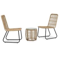 vidaXL 3-delige Bistroset poly rattan eikenkleurig Tuinmeubelen Bruin Polyamide