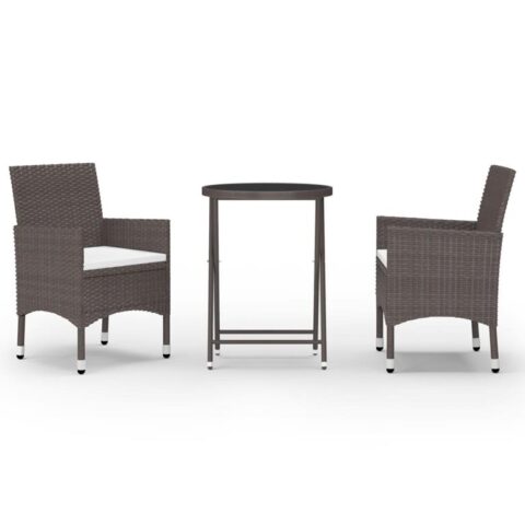 vidaXL 3-delige Bistroset poly rattan en gehard glas bruin Tuinmeubelen Bruin Polyamide