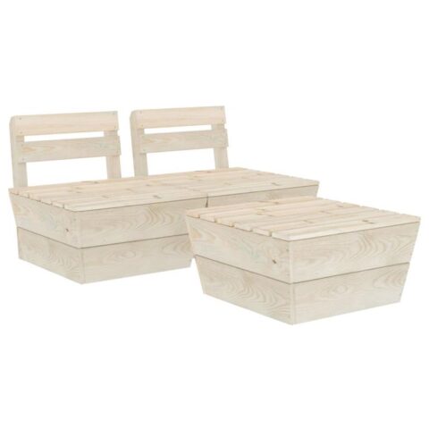 vidaXL 3-delige Loungeset pallet geïmpregneerd vurenhout Tuinmeubelen Beige Hout