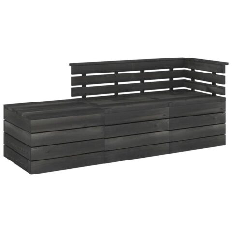 vidaXL 3-delige Loungeset pallet massief grenenhout donkergrijs Tuinmeubelen Grijs Hout