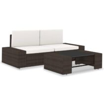 vidaXL 3-delige Loungeset poly rattan bruin Tuinmeubelen Bruin Polyamide