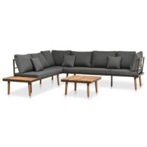 vidaXL 4-delige Loungeset met kussens massief acaciahout Tuinmeubelen Grijs Hout