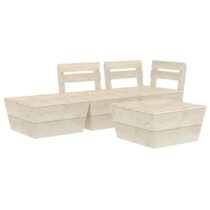 vidaXL 4-delige Loungeset pallet geïmpregneerd vurenhout Tuinmeubelen Beige Hout