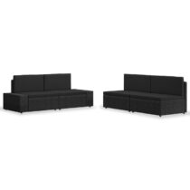 vidaXL 4-delige Loungeset poly rattan zwart Tuinmeubelen Zwart Polyamide