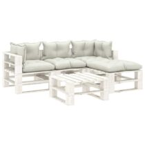 vidaXL 5-delige Loungeset met beige kussens pallet hout Tuinmeubelen Beige Hout