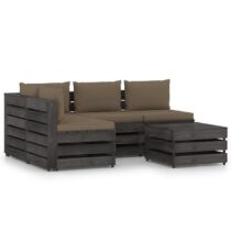 vidaXL 5-delige Loungeset met kussens grijs geïmpregneerd hout Tuinmeubelen Taupe Hout