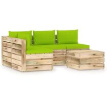 vidaXL 5-delige Loungeset met kussens groen geïmpregneerd hout Tuinmeubelen Groen Hout