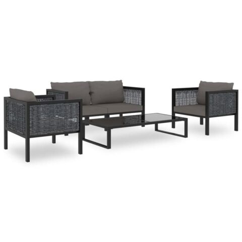 vidaXL 5-delige Loungeset met kussens poly rattan antraciet Tuinmeubelen Grijs Polyamide