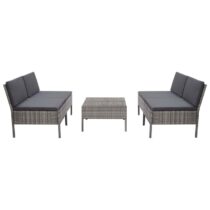 vidaXL 5-delige Loungeset met kussens poly rattan grijs Tuinmeubelen Grijs