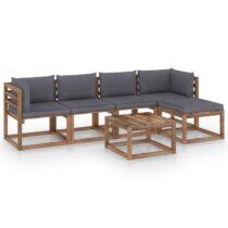 vidaXL 6-delige Loungeset met antracietkleurige kussens Tuinmeubelen Antraciet Hout