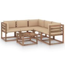 vidaXL 6-delige Loungeset met beige kussens geïmpregneerd grenenhout Tuinmeubelen Beige Hout