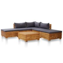 vidaXL 6-delige Loungeset met kussens acaciahout donkergrijs Tuinmeubelen Grijs Hout