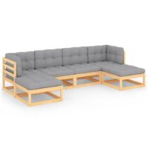 vidaXL 6-delige Loungeset met kussens massief grenenhout Tuinmeubelen Grijs Hout