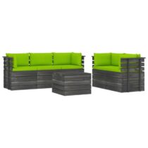 vidaXL 6-delige Loungeset met kussens pallet massief grenenhout Tuinmeubelen Groen Hout