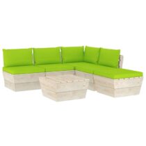 vidaXL 6-delige Loungeset met kussens pallet vurenhout Tuinmeubelen Groen Hout