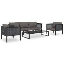 vidaXL 6-delige Loungeset met kussens poly rattan antraciet Tuinmeubelen Grijs Polyamide