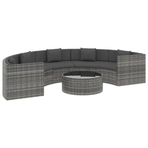 vidaXL 6-delige Loungeset met kussens poly rattan grijs Tuinmeubelen Bruin Polyamide